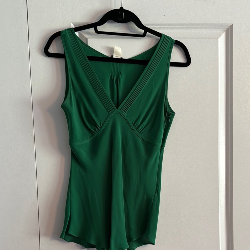 Green Sleeveless Silk V-Neck Top from J. Crew Size 6